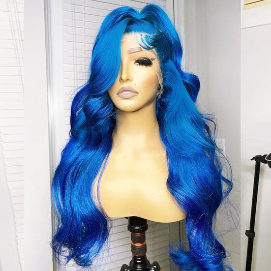 Blue Lace Front Human Hair Wig