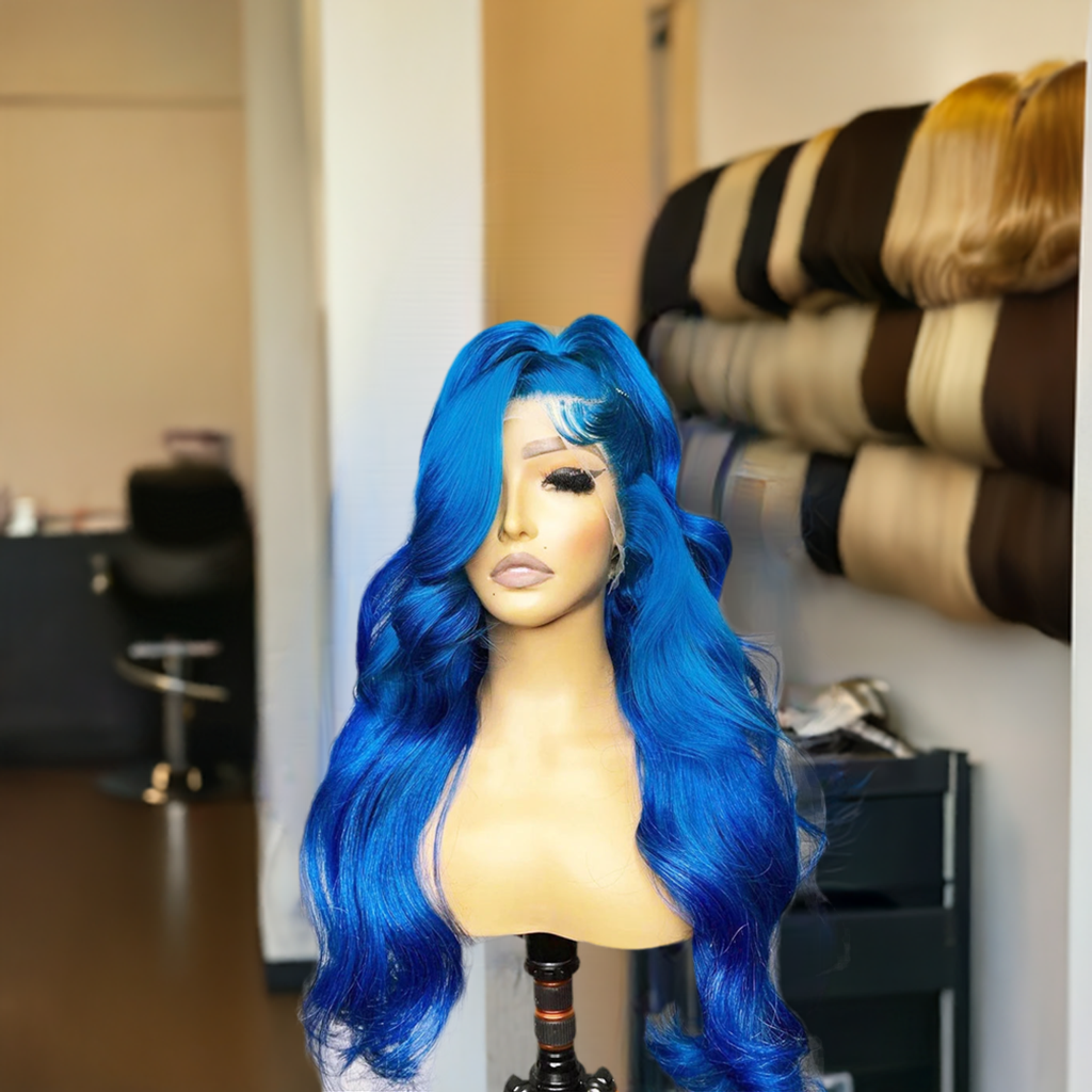 Blue Lace Front Human Hair Wig